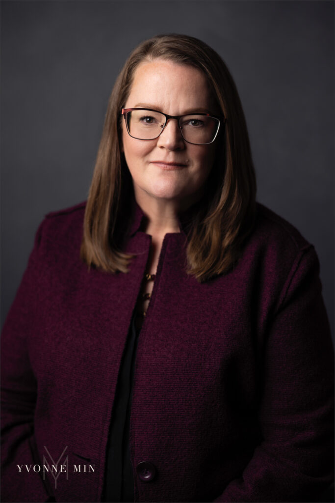 A new headshot taken by Yvonne Min Photography for a woman who supports the local arts in Denver, Colorado.